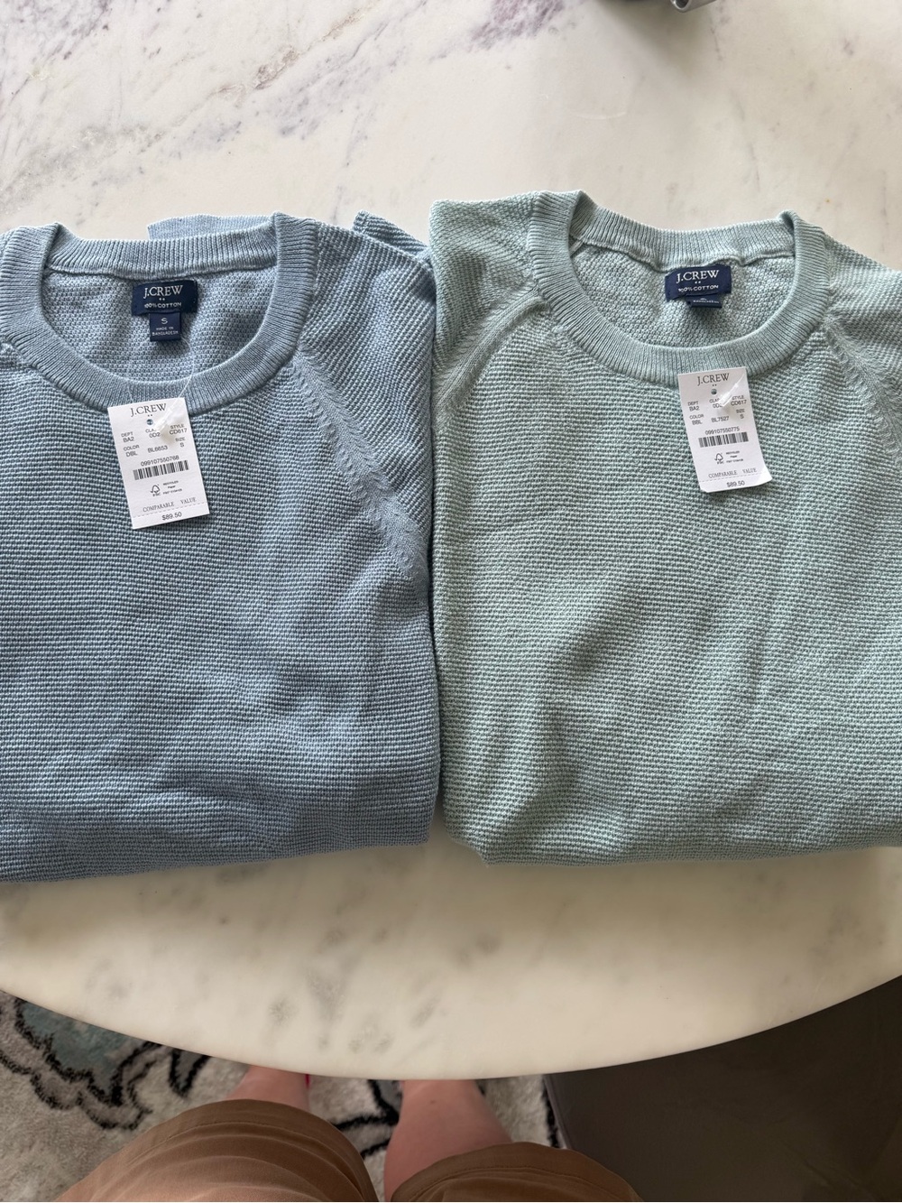 J. Crew Men's Crewneck lightweight Sweaters - Light Blue & Seafoam NWT